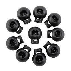 1-Hole Dyed Iron Spring Loaded Eco-Friendly Plastic Round Buckle Cord Toggle Lock Beans Stoppers for Sportwear Luggage Backpack Straps, Survival Bracelet Clasps, Black, 22x18x14mm, Hole: 7.5x6mm(FIND-E004-60B-18mm)