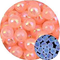 Luminous Acrylic Bead, Round, Salmon, 12mm, 5pcs/bag(PW23060820738)