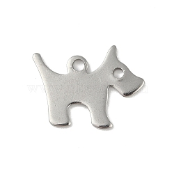 Non-Tarnish 201 Stainless Steel Pendants, Dog Charm, Stainless Steel Color, 11x15x1mm, Hole: 1.4mm(STAS-C108-34P)