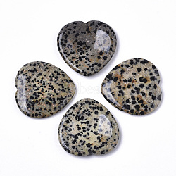 Natural Dalmatian Jasper Thumb Worry Stone, Pocket Palm Stones, for Healing Reiki Stress Relief, Heart Shape, 39~40x39~40x5~6mm(G-N0325-01C)