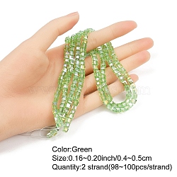 2 Strands Electroplate Glass Beads Strands, AB Color Plated, Faceted, Cube, Light Green, 4~5x4~5x4~5mm, Hole: 1mm, about 98~100pcs/strand, 15.75~16.93(40~43cm)(EGLA-YW0001-85E)