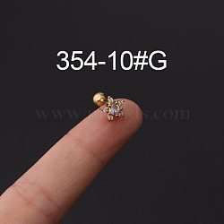 316L Stainless Steel Micro Pave Cubic Zirconia Cartilage Earrings, Golden, Star, 6mm, Pin: 1.2mm(WG094CA-28)