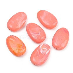 Opaque Acrylic Imitation Gemstone Beads, Oval, Two Tone, Light Coral, 34x22x10mm, Hole: 3mm, about 100pcs/500g(OACR-G064-11)
