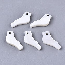 Natural Freshwater Shell Beads, Bird, White, 7x16.5x2.5mm, Hole: 1mm(SSHEL-R049-02)