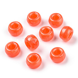 Plastic Pearlized Beads, Barrel, Coral, 9x6mm, Hole: 3.8mm, about 1900pcs/500g(KY-T025-01-D05)