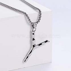 3Pcs Stainless Steel Textured Letter Pendants, Without Chain, Letter Y(LW4134-25)