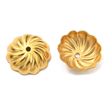 304 Stainless Steel Bead Caps, Multi-Petal, Flower, Real 18K Gold Plated, 9.5x3mm, Hole: 1mm