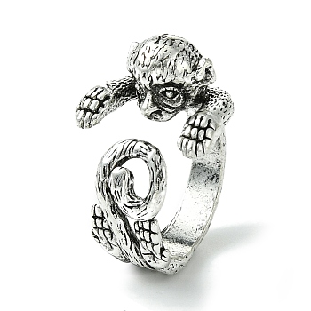 Monkey Alloy Open Cuff Rings, Lead Free & Cadmium Free, Antique Silver, 19mm, Inner Diameter: 18mm