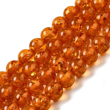 Resin Imitation Amber Beads Strands, Round, Coral, 6mm, Hole: 0.7mm, about 64~65pcs/strand, 16.14''(41~41.5cm)