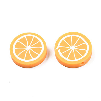 Handmade Polymer Clay Beads, Lemon Slices, Orange, 19.5x4.5mm, Hole: 1.2mm