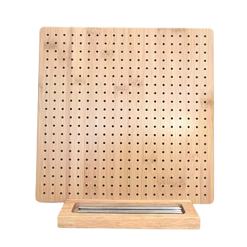 Square Bamboo Crochet Blocking Board, with 15 Steel Positioning Pins, Bisque, 32x32cm