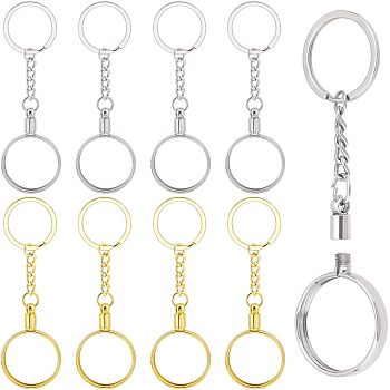 Nbeads 8Pcs 2 Colors Alloy Pendant Keychain, with Key Ring, Platinum & Golden, 112mm, 4pcs/color