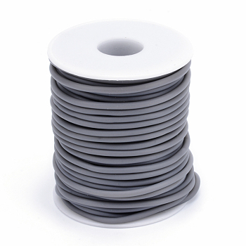 Hollow Pipe PVC Tubular Synthetic Rubber Cord, Wrapped Around White Plastic Spool, Gray, 3mm, Hole: 1.5mm, about 27.34 yards(25m)/roll