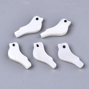 Natural Freshwater Shell Beads, Bird, White, 7x16.5x2.5mm, Hole: 1mm