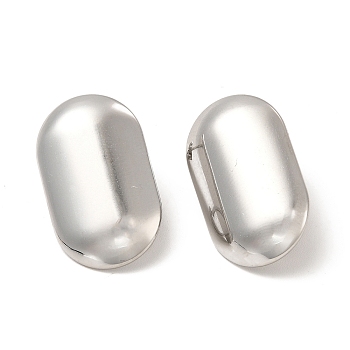 304 Stainless Steel Stud Earrings, with Vertical Loops, Oval, Stainless Steel Color, 23.5x14mm, Hole: 4mm, Pin: 0.8mm