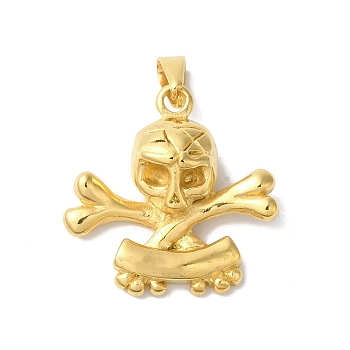 PVD Vacuum Plating 304 Stainless Steel Pendants, Golden, Skull Charm, 35.5x35x12mm, Hole: 10x4.5mm