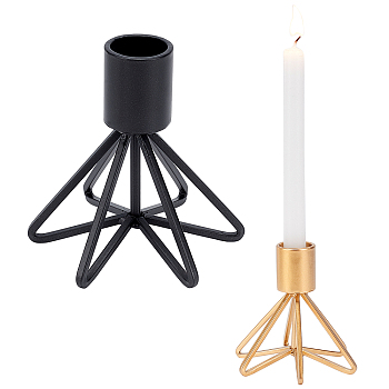 Gorgecraft 2Pcs 2 Colors Iron Candle Holder, Perfect Home Party Decoration, Column, Mixed Color, 75x85x80mm, 1pc/color