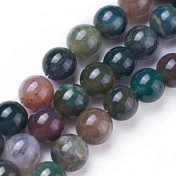 Natural Indian Agate Round Beads Strands, 8mm, Hole: 1mm, about 46~48pcs/strand, 15 inch