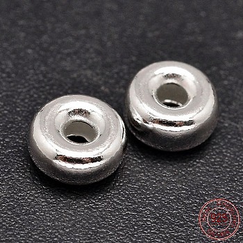 Rondelle 925 Sterling Silver Spacer Beads, Silver, 3.2x1.8mm, Hole: 1.2mm, about 392pcs/20g