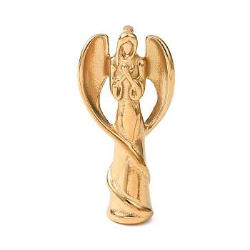 304 Stainless Steel Pendants, Angel Charm, Ion Plating(IP), Golden, 37x18x8mm, Hole: 6x3mm