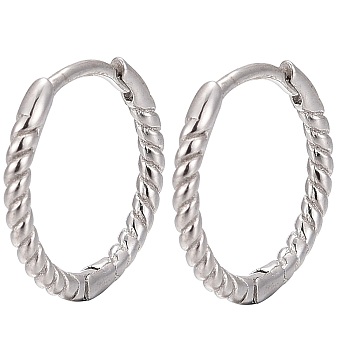 Anti-Tarnish Unisex Rhodium Plated 925 Sterling Silver Hoop Earrings, with S925 Stamp, Platinum, 11.5mm, Pin: 0.6mm