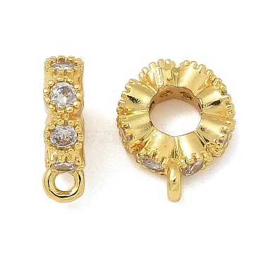 Real 18K Gold Plated Clear Round Brass+Cubic Zirconia Charms