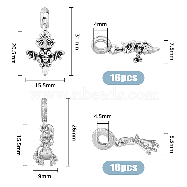 SuperZubehör 32pcs 2 Arten Legierung europäischer baumelnder Charme(FIND-FH0007-61)-2