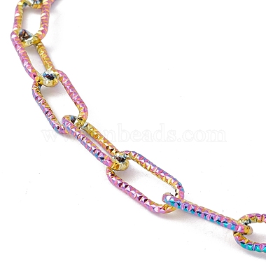 304 Stainless Steel Textured Paperclip Chains Necklace for Women(NJEW-P263-02M)-2