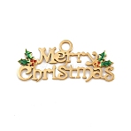 304 Stainless Steel Enamel Christmas Theme Charms, Golden, Word Merry Christmas, 11x25x0.8mm, Hole: 2mm(STAS-G359-01G-01)