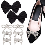 8Pcs 4 Styles Detachable Alloy Rhinestone Shoe Buckle Clips, Bowknot, Platinum, 30~95x53~130x11.5~19.5mm, 2pcs/style(FIND-HY0003-90P)