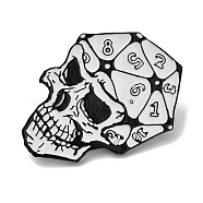 Halloween Dice Skull Alloy Enamel Brooches for Backpack Clothes, White, 31.5x40mm(JEWB-S028-14)