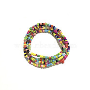 Glass Seed Beaded Waist Beads, Colorful, 800mm(WG0248E-18)