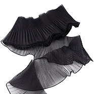 7 Yards Polyester Ruffled Ribbon, Pleated Wavy Ribbon, for Garment Accesories, Black, 5-1/4 inch(132mm)(OCOR-WH0060-89A)