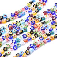 Flat Round Handmade Millefiori Glass Beads, Mixed Color, 6x3mm, Hole: 0.5mm(X1-LK-R004-55)