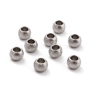 201 Stainless Steel Beads, Round, Stainless Steel Color, 4x3mm, Hole: 2mm(STAS-STAS-Z039-02M-P)