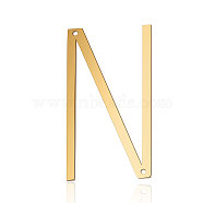 201 Stainless Steel Links connectors, Letter, Golden, Letter.N, 37x20.5x1mm, Hole: 1mm(STAS-S105-T546D-N)