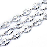 Brass Chains, Unwelded, Lead Free & Cadmium Free & Nickel Free, Oval, Real Platinum Plated, 11x8x1.5mm(KK-P155-52P-NR)