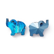 Transparent Glass Beads, Back Plated, Elephant, Dodger Blue, 13x15x8.5mm, Hole: 1.2mm(GLAA-P054-01D)