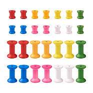 Dyed Wooden Empty Spools for Wire, Thread Bobbins, Mixed Color, 120pcs/set(WOOD-TA0001-53)
