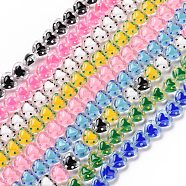Handmade Lampwork Beads Strands, with Enamel, Heart, Mixed Color, 12x12.5x7mm, Hole: 1mm, about 30pcs/strand, 13.39 inch(34cm)(LAMP-F029-04)