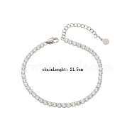 Fashion Stainless Steel with Clear Cubic Zirconia Cup Chain Bracelets for Women, Stainless Steel Color, 8-1/4 inch(21cm)(NT8891-2)