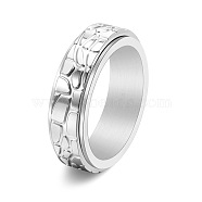 Textured Titanium Steel Rotating Finger Ring, Fidget Spinner Ring for Calming Worry Meditation, Stainless Steel Color, US Size 10(19.8mm)(PW-WG29121-06)