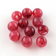 Round Imitation Gemstone Acrylic Beads, Cerise, 8mm, Hole: 2mm(X-OACR-R029-8mm-09)