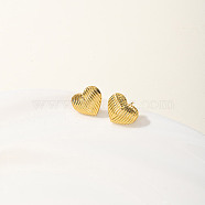 Stainless Steel Fashionable and Versatile Heart-shaped Stud Earrings for Women, Real 18K Gold Plated, 12x14mm(HP2099)