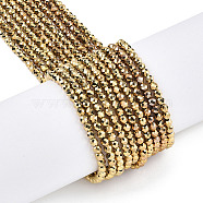 Electroplate Glass Beads Strands, Full Plated, Faceted, Rondelle, Golden Plated, 2.3x2mm, Hole: 0.6mm, about 177~180pcs/strand, 14.33 inch~14.41 inch(36.4~36.6cm)(EGLA-T027-01G)