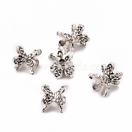 Tibetan Style Double Sided Flower Bead Caps, Antique Silver, 6x7x5mm, Hole: 1mm(PALLOY-O042-02)