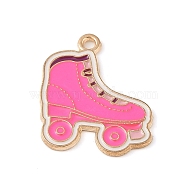 Golden Plated Alloy Eanaml Pendants, Pink Series, Ice Skates, 23.5x20x1.5mm, Hole: 2mm(PALLOY-S184-03G-C)