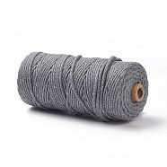 Cotton String Threads for Crafts Knitting Making, Gray, 3mm, about 109.36 Yards(100m)/Roll(KNIT-PW0001-01-33)