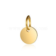 201 Stainless Steel Pendants, Flat Round, Stamping Blank Tag, Golden, 6x1mm, Hole: 3.5mm(STAS-S105-T637-2-6)