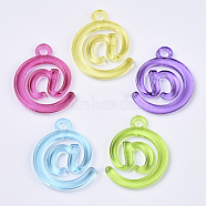 Transparent Acrylic Pendants, Dyed, Mark @, Mixed Color, 31x24x3.5mm, Hole: 3mm, about 405pcs/500g(TACR-T015-083)